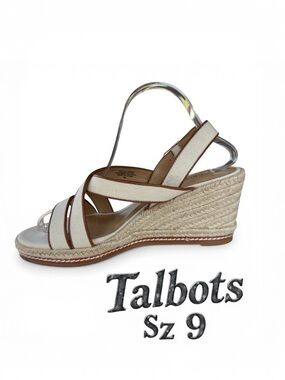 Talbots Chic Canvas Espadrille Platform Sandals Size 9M Neutral Strappy